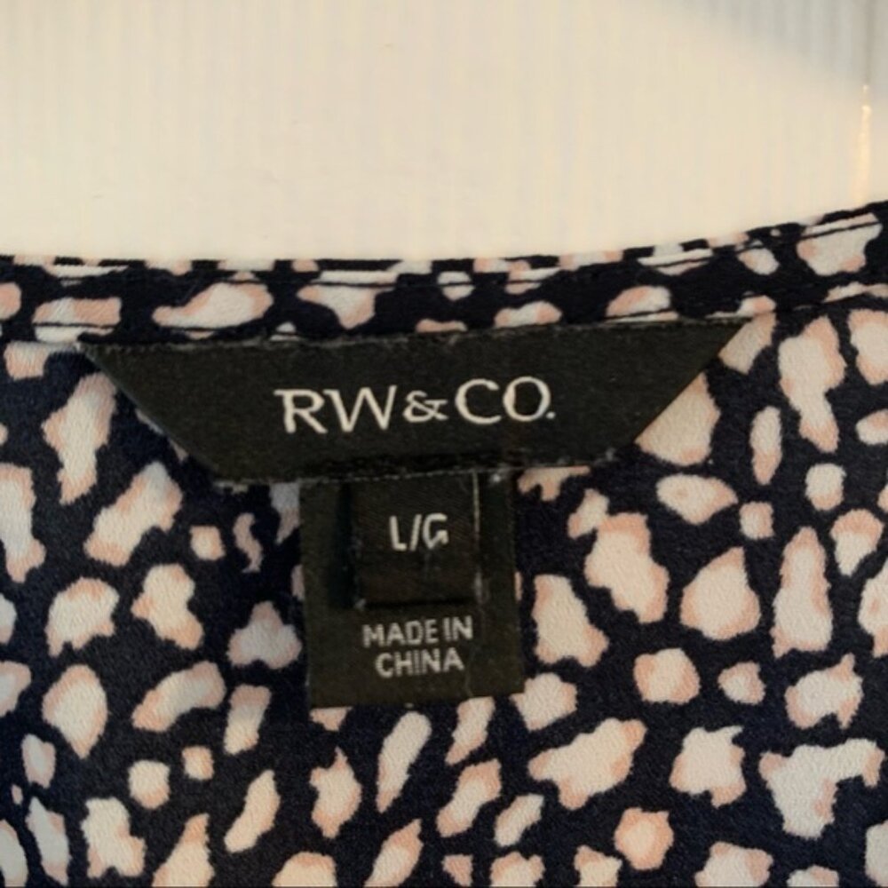 RWCO Navy Animal Print Wrap Fit   Flare Dress L - Picture 6 of 11